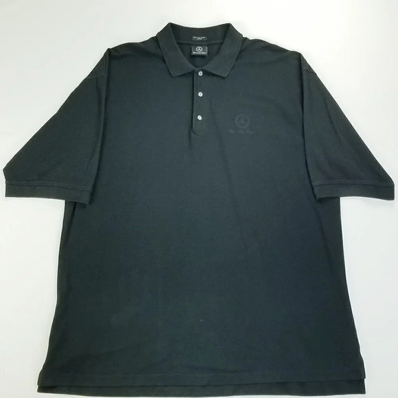 Mercedes Benz XL Embroidered Chest Logo Embossed Buttons Men's Black Cotton Polo - Picture 1 of 8
